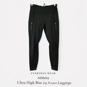 Athleta Black Ultra High Rise Leggings Zipper Pockets Performance Tight M NWOT